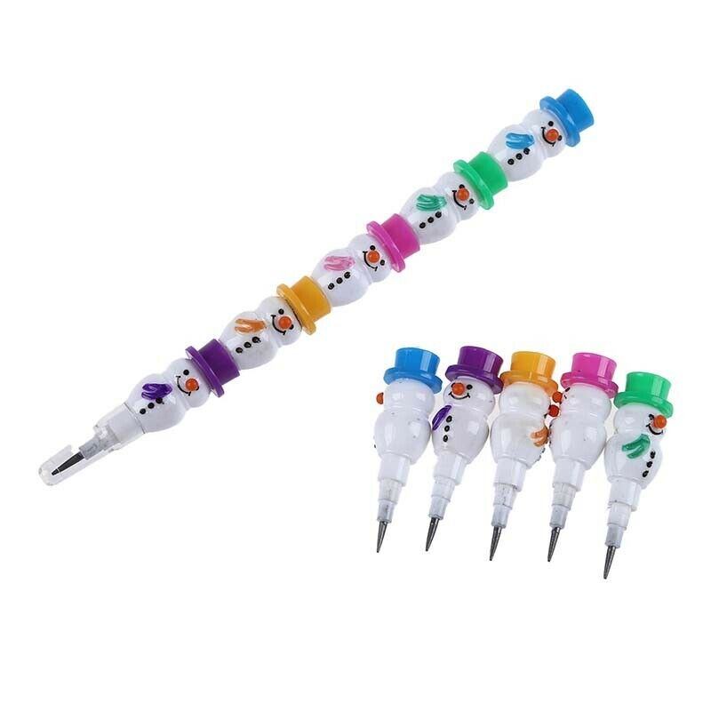 4Pcs Stackable Snowman Crayons And Pencils N9H8