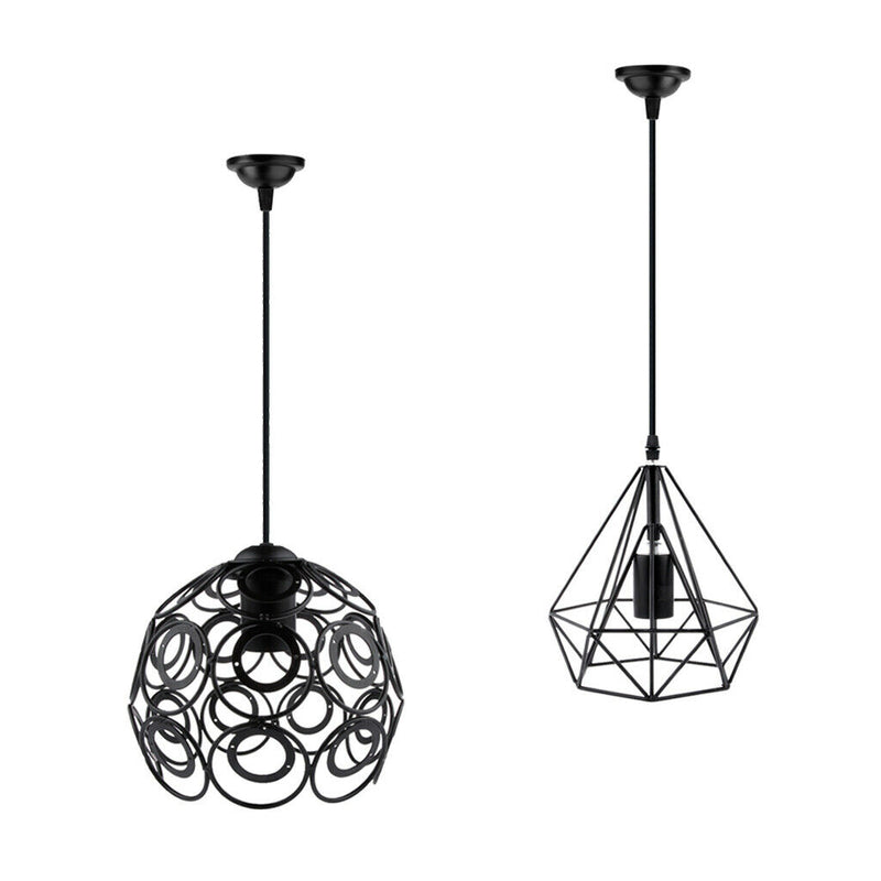 2Pcs Retro Metal Lampshade W/ Cable Bulb