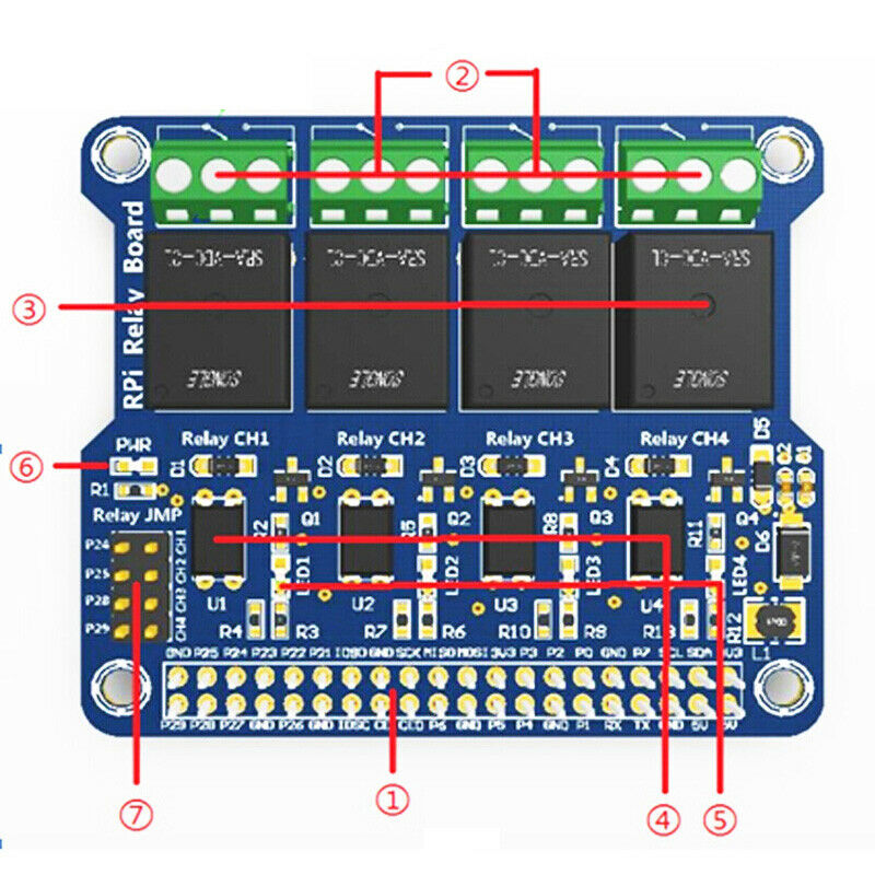 1Pcs Raspberry Pi Power Relay Board Expansion Module Shield Supports Rpi A+/E1S6