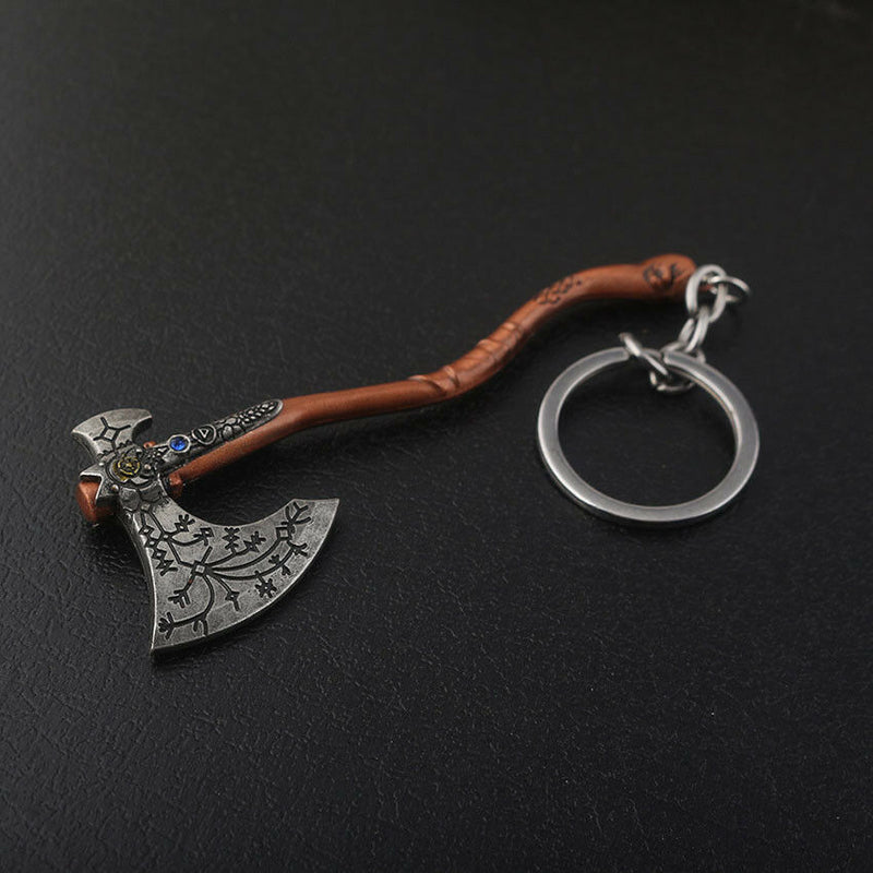 God of War 4 Leviathan Key Chain Metal Keyrings Kratos Guardian Axe Shape