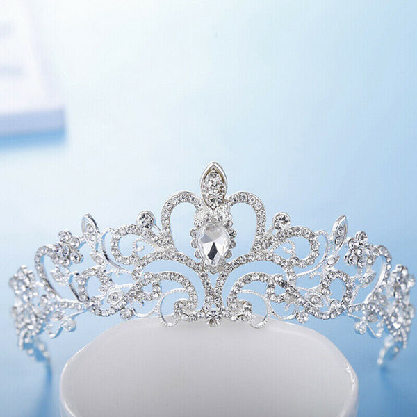 Women Girls Elegant Wedding Bride Crown Headwear Rhinestone Tiaras Cute Gif Gw