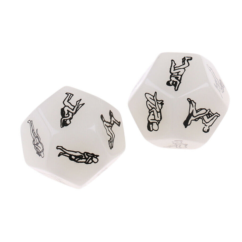 2pcs  Erotic D12 Dice Dice Game For Friends Couple Games - White
