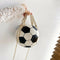 Round Shoulder Bag Women Totes Chain Messenger Handbag (Football White)
