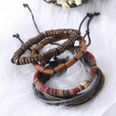 Man European Hot Retro Multilevel Cowhide Handmade Woven Bracelet
