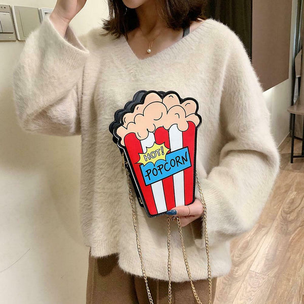 Popcorn Shaped Women Shoulder Bags Personality Design Chain Crossbody Bag #gib