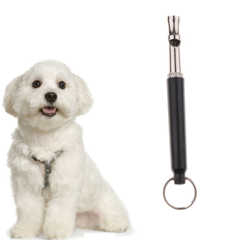 Pet Dog Training Adjustable Ultrasonic Sound Ring Whistle Keychain Pitch Black