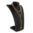 Women Mens Hip Jesus Cross Pendant Faux Pearls 10mm Rosary Beads Necklace