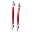 2Pc Red Adjustable Car Front Bumper Lip Splitter Rod Strut Tie Support Bar Kit