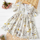 Fashion Children'S Clothing Girls Dress Floral Short-Sleeved Chiffon Prince