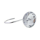 12 Pcs Metal Decorative Shiny Rhinestone Rolling Shower Curtain Hooks
