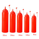 5Pcs Ketchup Mustard Jam Squeeze Bottle Sauce Condiment Dispenser w/Cap Red