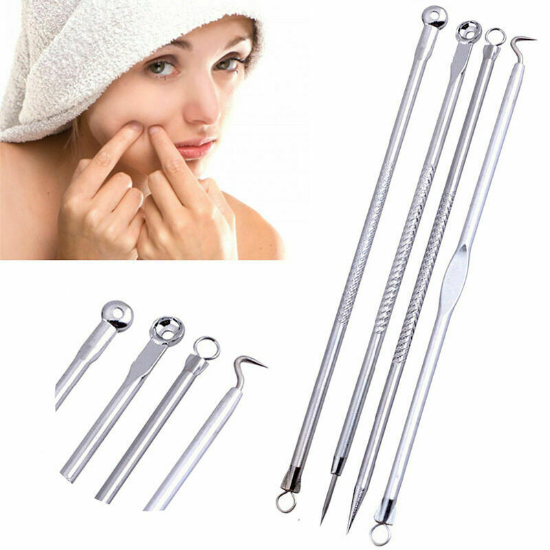 4X Blackhead Remover Cleaner Tool Acne Blemish Needle Pimple Spot Extract A2P7