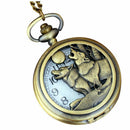 Wolf Bronze Copper Retro Women Men Quartz Pocket Watch Pendant Necklace Cha