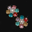 10 Colorful Crystal Rhinestone Flower Buttons Flatback Cluster Embellishment