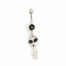 316L Steel Enamel Alien Dangle Navel Belly Button Ring Bar 2" G5R2