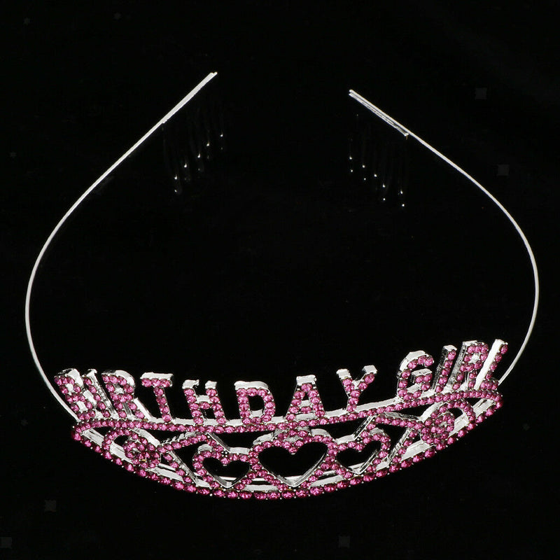 Stunning Birthday Girl Tiara Crystal Rhinestone Crown Hair Accessories