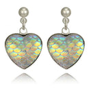 Handmade Mermaid Fish Scale Heart Earrings Trendy Woman Ear Stud Jewelry Gift FT