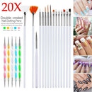 20Pcs Nail Art Gel Design Pen Painting Polish Brush Dotting Drawing Tools Set/
