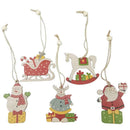 5pcs Wooden Santa Claus Snowman Pendents Christmas Tree Hanging Ornaments