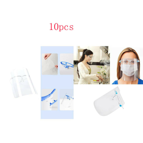 10pcs/pack Safety Elastic Full Face Shield Guard Protector Goggles Visor Cap