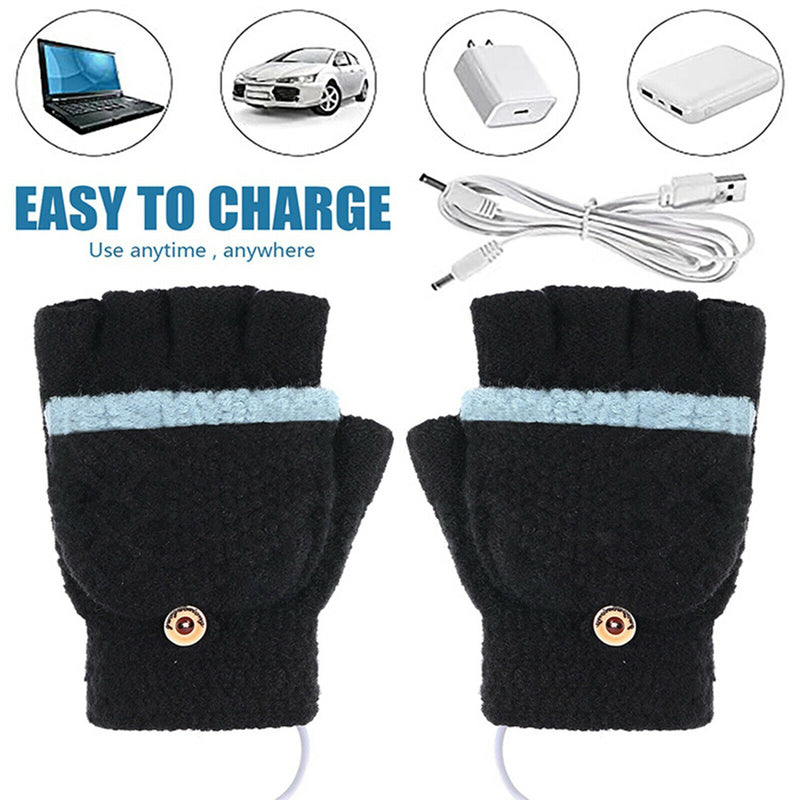 Unisex Hand Warmers Heated Gloves Rechargeable, USB Portable Perfect for