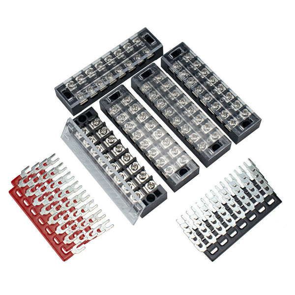 5Pcs Dual Row 8-Position Screw Terminal Electric Barrier Strip Block 25A 600V