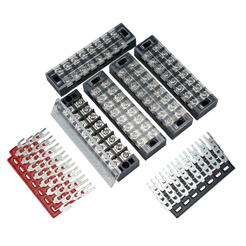 5Pcs Dual Row 8-Position Screw Terminal Electric Barrier Strip Block 25A 600V