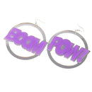 Fashion Oversized Punk BOOM POW Earrings Hip-hop Club Round Dangle Earrings