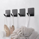 4 Packs Towel Hooks Self-Adhesive Wall Single Hook, Stainless Steel Black C