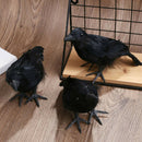 2Pcs Lifelike Black Feathered Raven Crows Prop Halloween Lawn Ornament