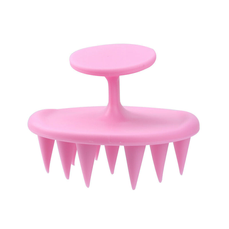 Pointed Tip Silicone Scalp Shampoo Massage Brush Head Acupoint Comb (Pink) A