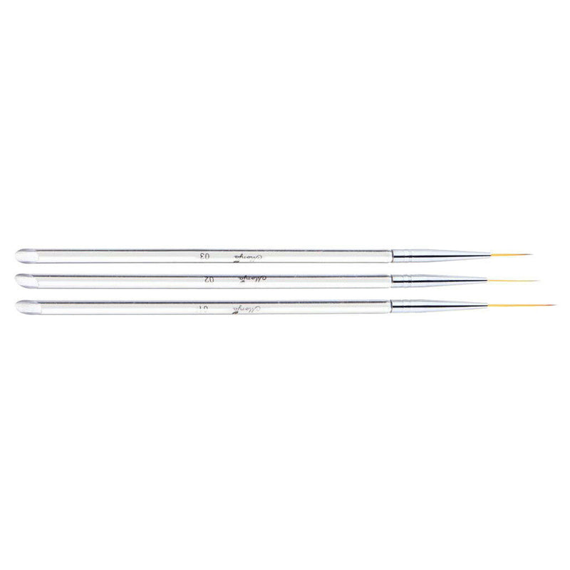 Pack of 3 Professional Nail Art Drawing Painting Pen Brush Detailer Liner Brush