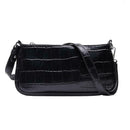 Retro Handbag Women Crocodile Leather Tote Office Lady Shoulder Bag (Black)
