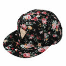 Flowers Snapback Hat, Hip-Hop Flat Shields Baseball Cap Adjustable Size Bla