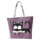 Girl cat eat fish shopping bag Shoulder Women Handbags beach tote bags hand E4P5