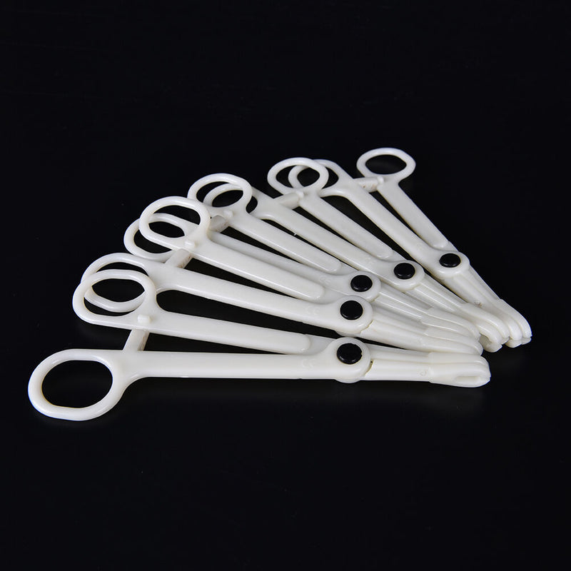 1X Piercing Supplies Tool Clamp Disposable Plastic Slotted Round Forcep bzTOCA