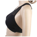 Women Hollow Crochet Padded Flower Back Sport Bra - Black O6X7