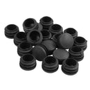 Plastic Round Tubing Tube Insert Plug Cap Bung 28mm Dia 20pcs Black J6F6
