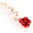 Red Rose Flower Crystal Dangle Drop Earrings Hook Party Bridal Earring Jewel JR