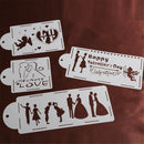 4X/Set Lovers heart wedding cake Mould Spray Cake Templates Stencil Mold ToolR3C