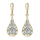Boho Waterdrop Earrings Crystal Hollow Pendant Necklace Set Bride Jewelry