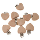 10pcs Beech Wooden Baby Pacifier Soother Holders Heart-Shaped Teething Toys
