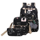 Usb Charging Canvas Backpack 3 Pcs/Set Women School Backpacks Schoolbag for