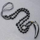 High Level Natural Black And Ice Obsidian Pendant Necklace Wolf Tooth Amulets