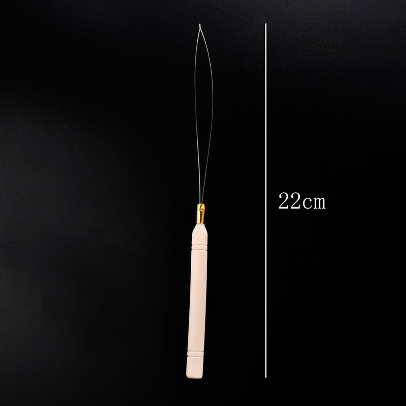 New Hair Extension Tool Wood Handle Bead Pulling Hoop Loop Feather Threader UK
