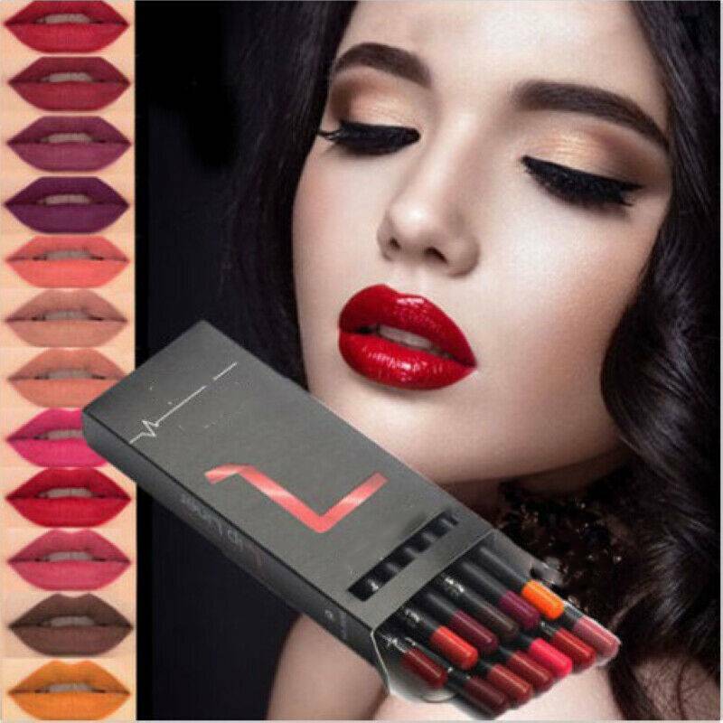 12PCS/Set Waterproof Lip Liner Lipstick Long Lasting Matte Lipliner Pencil Pen^^