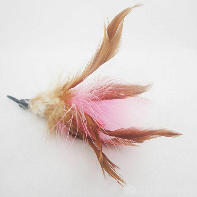 2pcs Kitten Play Teaser Cat Wand Replacement Head Interactive Feather_Bell O2T1