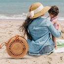 Hand Woven Bag Round Bag Buckle Rattan Straw Bags Satchel Wind Bohemia Beac