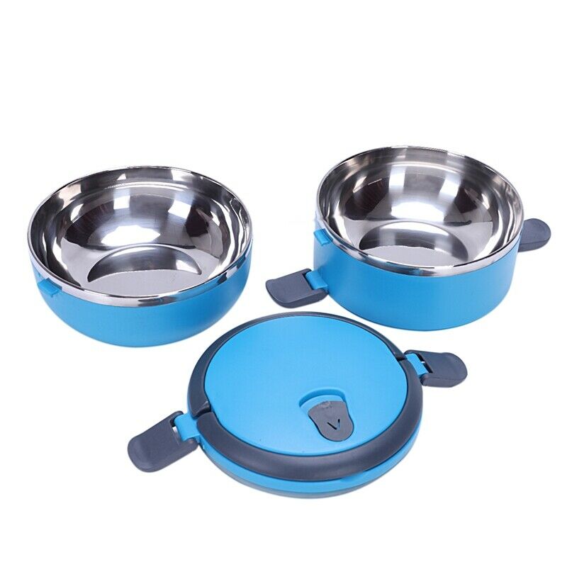 2-Layer Stainless Steel Portable Insulated Thermal Lunch Box Bento Food Con
