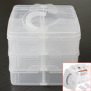 Clear 3 Tier Plastic Craft Storage Organizer Box Case Adjustable 18 Compartments